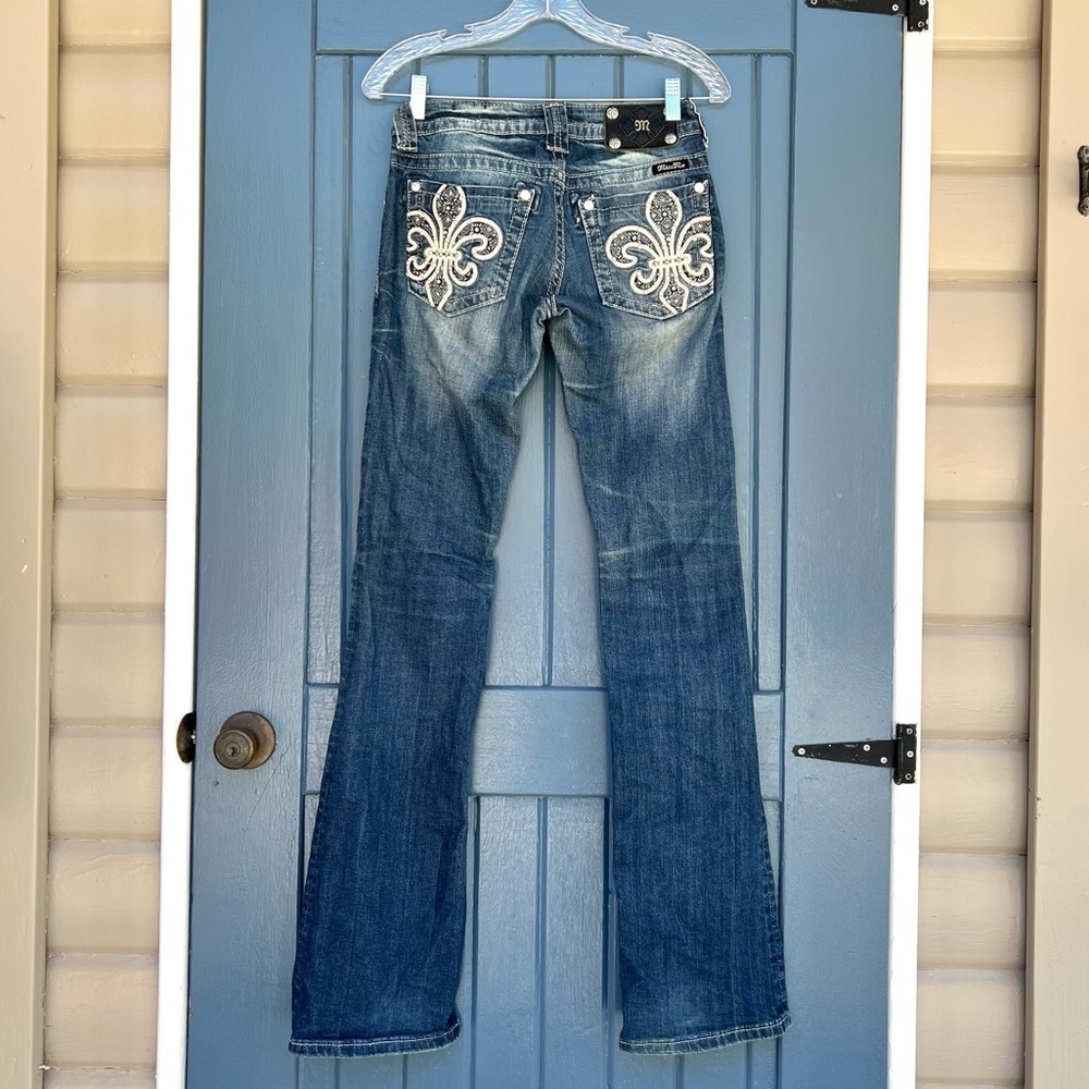 Miss Me Blue Boot Cut Jeans with Embroidered Back